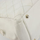 CHANEL Matelasse Chain Shoulder Bag Caviar Skin White Gold CC Auth BA13999-16