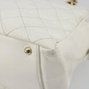 CHANEL Matelasse Chain Shoulder Bag Caviar Skin White Gold CC Auth BA13999-8