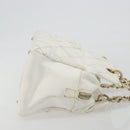 CHANEL Matelasse Chain Shoulder Bag Caviar Skin White Gold CC Auth BA13999-3