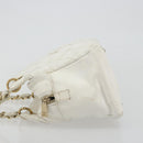 CHANEL Matelasse Chain Shoulder Bag Caviar Skin White Gold CC Auth BA13999-4