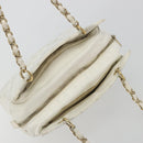 CHANEL Matelasse Chain Shoulder Bag Caviar Skin White Gold CC Auth BA13999-6
