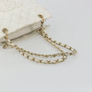 CHANEL Matelasse Chain Shoulder Bag Caviar Skin White Gold CC Auth BA13999-7