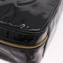 CHANEL Vanity Cosmetic Pouch Patent 2way Black Gold CC Auth BA14000A-16