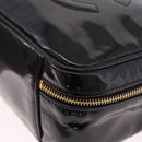 CHANEL Vanity Cosmetic Pouch Patent 2way Black Gold CC Auth BA14000A-17
