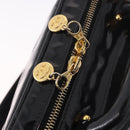 CHANEL Vanity Cosmetic Pouch Patent 2way Black Gold CC Auth BA14000A-9