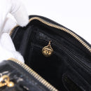 CHANEL Vanity Cosmetic Pouch Patent 2way Black Gold CC Auth BA14000A-23