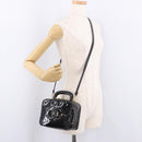 CHANEL Vanity Cosmetic Pouch Patent 2way Black Gold CC Auth BA14000A-24