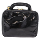 CHANEL Vanity Cosmetic Pouch Patent 2way Black Gold CC Auth BA14000A-2