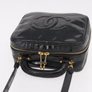 CHANEL Vanity Cosmetic Pouch Patent 2way Black Gold CC Auth BA14000A-6