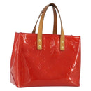 LOUIS VUITTON Monogram Vernis Reade PM Hand Bag Rouge M91088 LV Auth BA14001-1