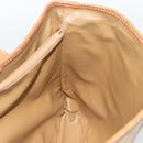 CELINE Macadam Tote Bag PVC Leather Beige Gold Auth BA14003-18
