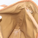 CELINE Macadam Tote Bag PVC Leather Beige Gold Auth BA14003-19