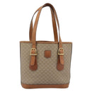 CELINE Macadam Tote Bag PVC Leather Beige Gold Auth BA14003-13