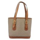 CELINE Macadam Tote Bag PVC Leather Beige Gold Auth BA14003-2