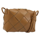 BOTTEGA VENETA MAXI INTRECCIATO Cassette Shoulder Bag Brown Gold Auth BA14005V-1