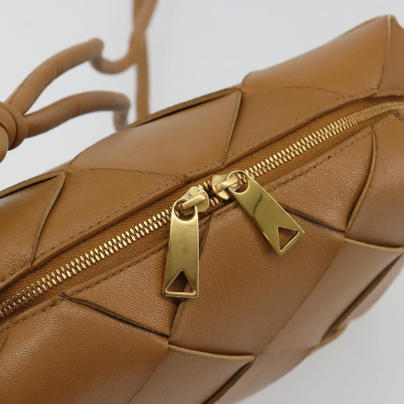 BOTTEGA VENETA MAXI INTRECCIATO Cassette Shoulder Bag Brown Gold Auth BA14005V