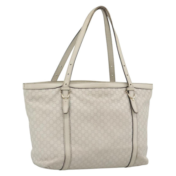 GUCCI GuccissimaGG Tote Bag Leather White Gold 336776 Auth BA14010