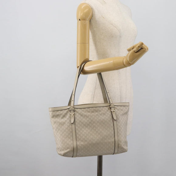 GUCCI GuccissimaGG Tote Bag Leather White Gold 336776 Auth BA14010