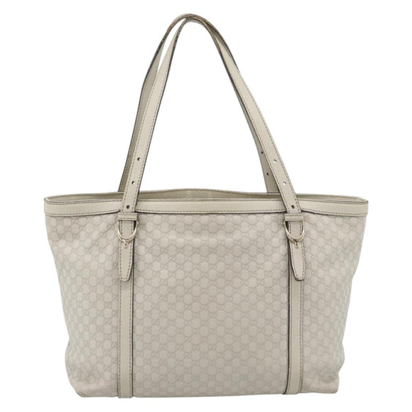 GUCCI GuccissimaGG Tote Bag Leather White Gold 336776 Auth BA14010