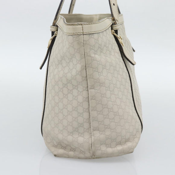 GUCCI GuccissimaGG Tote Bag Leather White Gold 336776 Auth BA14010