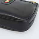 GUCCI Horsebit Shoulder Bag Leather Black Gold Auth BA14011A-9