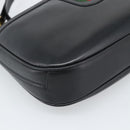 GUCCI Horsebit Shoulder Bag Leather Black Gold Auth BA14011A-14