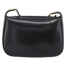 GUCCI Horsebit Shoulder Bag Leather Black Gold Auth BA14011A-2