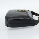 GUCCI Horsebit Shoulder Bag Leather Black Gold Auth BA14011A-4