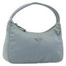 PRADA Hand Pouch Nylon Light Blue Silver Auth BA14013A-1