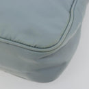 PRADA Hand Pouch Nylon Light Blue Silver Auth BA14013A-15