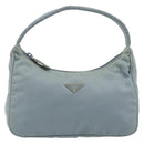 PRADA Hand Pouch Nylon Light Blue Silver Auth BA14013A-13