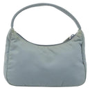 PRADA Hand Pouch Nylon Light Blue Silver Auth BA14013A-2
