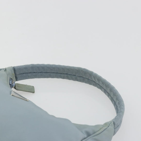 PRADA Hand Pouch Nylon Light Blue Silver Auth BA14013A