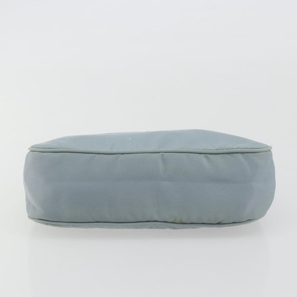 PRADA Hand Pouch Nylon Light Blue Silver Auth BA14013A