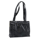 CHANEL Tote Bag Patent Black Gold CC Auth BA14016-1