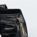 CHANEL Tote Bag Patent Black Gold CC Auth BA14016-8