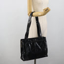 CHANEL Tote Bag Patent Black Gold CC Auth BA14016-26