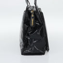 CHANEL Tote Bag Patent Black Gold CC Auth BA14016-3