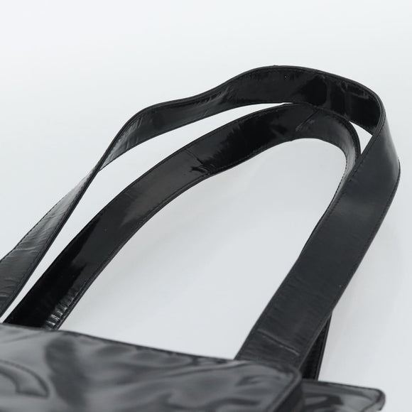CHANEL Tote Bag Patent Black Gold CC Auth BA14016