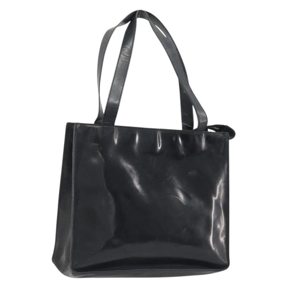 CHANEL Tote Bag Patent Black CC Auth BA14017