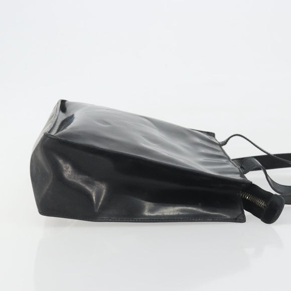 CHANEL Tote Bag Patent Black CC Auth BA14017