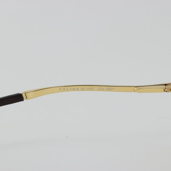 CELINE C Macadam Rimless Sunglasses Metal Brown Gold Auth BA14022V