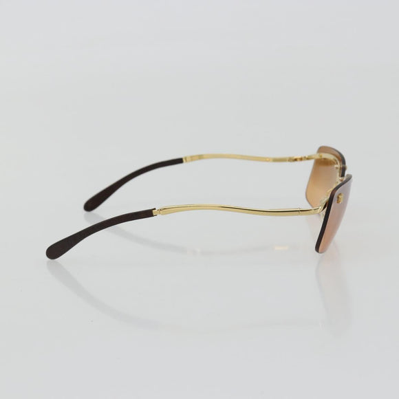 CELINE C Macadam Rimless Sunglasses Metal Brown Gold Auth BA14022V