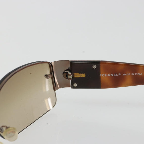 CHANEL Sunglasses Plastic Brown Silver CC Auth BA14023