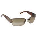 CHANEL Sunglasses Plastic Brown Silver CC Auth BA14023-1