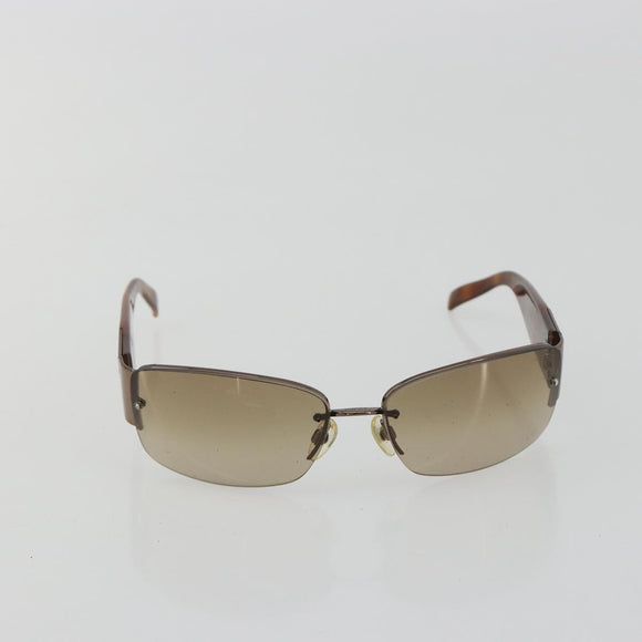 CHANEL Sunglasses Plastic Brown Silver CC Auth BA14023