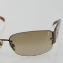CHANEL Sunglasses Plastic Brown Silver CC Auth BA14023-7