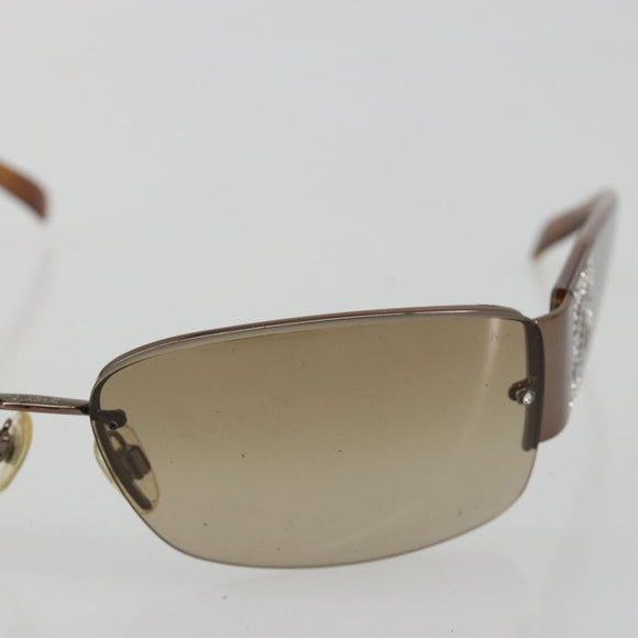 CHANEL Sunglasses Plastic Brown Silver CC Auth BA14023