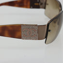 CHANEL Sunglasses Plastic Brown Silver CC Auth BA14023-8
