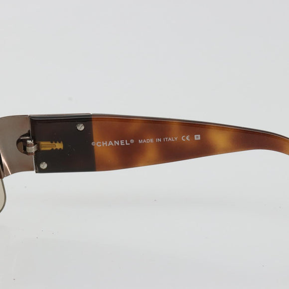 CHANEL Sunglasses Plastic Brown Silver CC Auth BA14023